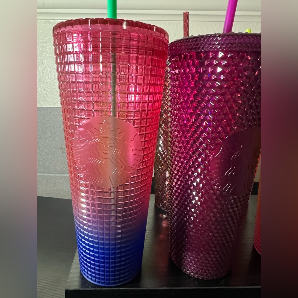 Starbucks Vibrant Red and Blue Textured Tumbler